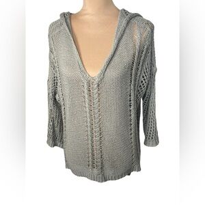 POL Gray Knit‎ Women's Hooded Pullover Size Medium
